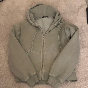 Brandy Melville Green Zip-Up Hoodie